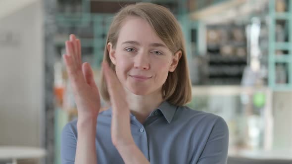 Portrait Shot of Happy Woman Clapping Applauding