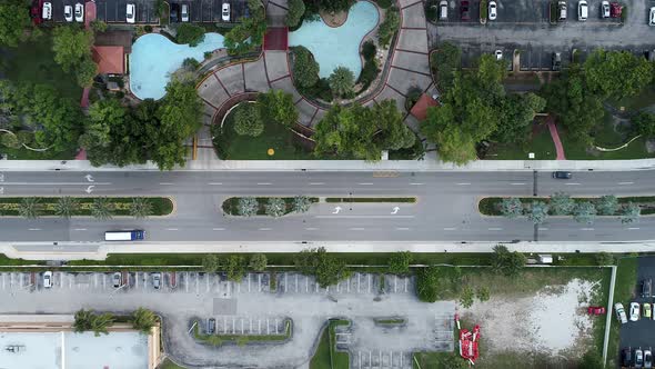 Aerial landscape of traffic at famous avenue of Miami USA.