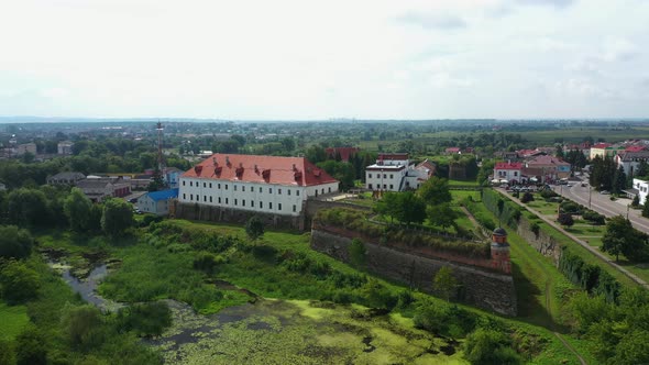 The Beautiful Medieval Dubno Castle at Dubno Ukraine Aerial View