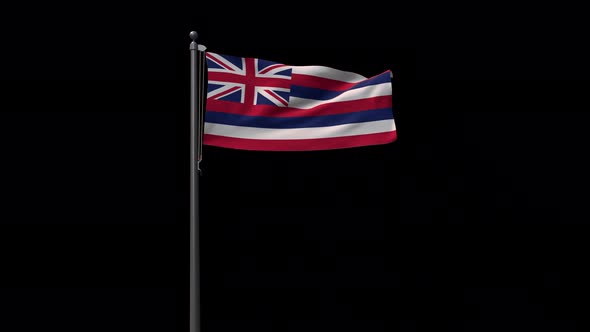 Hawaii State Flag, 4K Prores 4444 Footage With Alpha