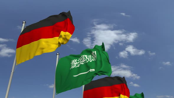 Flags of Saudi Arabia and Germany at International Meeting