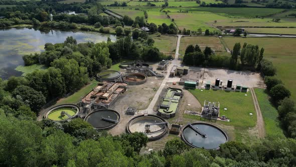 Aerial View of a Sewage Water Treatment Plant in Otley Leeds
