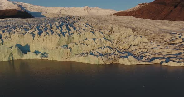 Flying Over A Glacier In Iceland