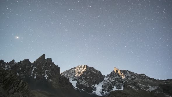 Night sky Milky Way over the mountains timelapse in Kackar Mountains, Turkey