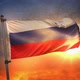 Russia Flag Backlit At Beautiful Sunrise Loop Slow Motion - VideoHive Item for Sale