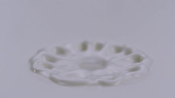 Slow-motion milk dropping and splashing alt