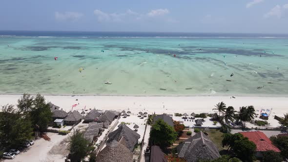 Boats in the Ocean Near the Coast of Zanzibar Tanzania