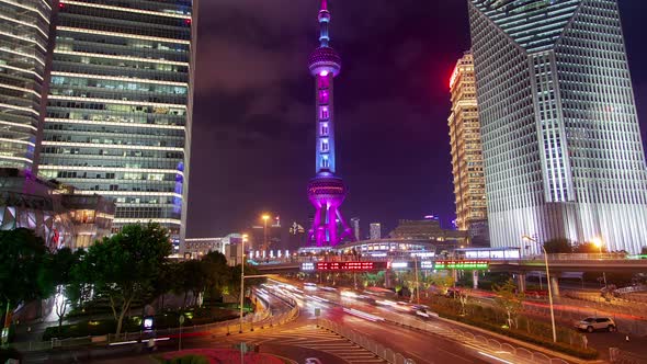 Pudong Area Tower By Shanghai Buildings in China Timelapse