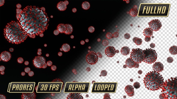 COVID-19 3D Fall Loop - Virus Animation with Transparency - Pandemic, Public Health, Mask, Vaccine