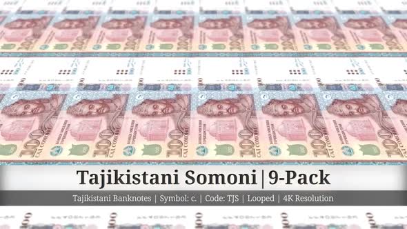 Tajikistani Somoni | Tajikistan Currency - 9 Pack | 4K Resolution | Looped