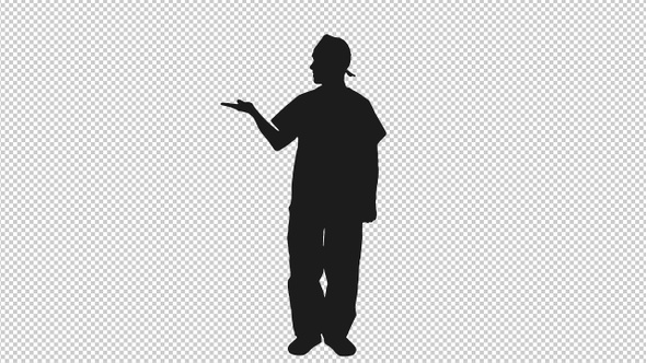 Silhouette of Doctor Standing and Something Presenting, Alpha Channel alt