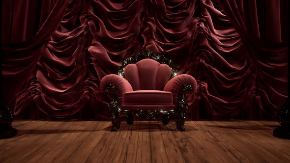 Luxurious Theater Curtain Stage with Chair