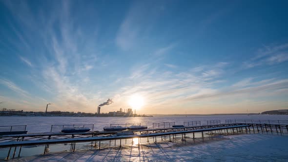 Beautiful Winter Sunset in the City Time Lapse  Video