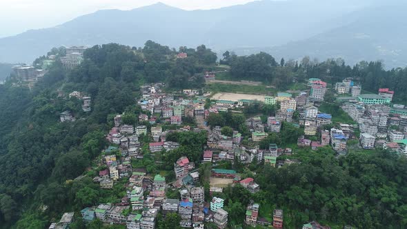 City of Gangtok in Sikkim India seen from the sky