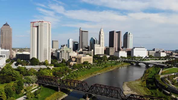 Columbus Ohio Skyline - aerial drone footage