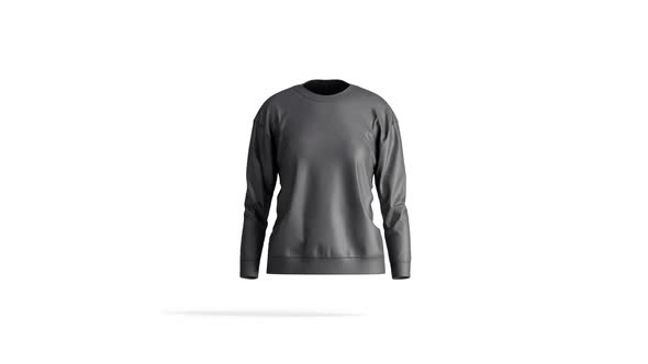 Blank black women sweatshirt, looped rotation