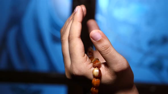 Close Up of Muslim Women Hand Praying.