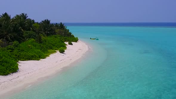 Aerial sky of tropical lagoon beach by blue water and sand background