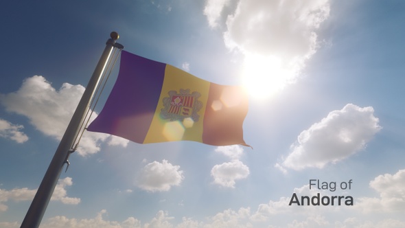 Andorra Flag on a Flagpole V2