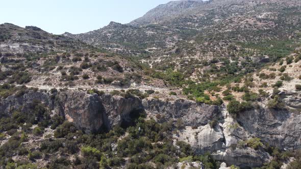 Aerial Nature Greek Landscape with Sea or Ocean Bay and Empty Sand Beach