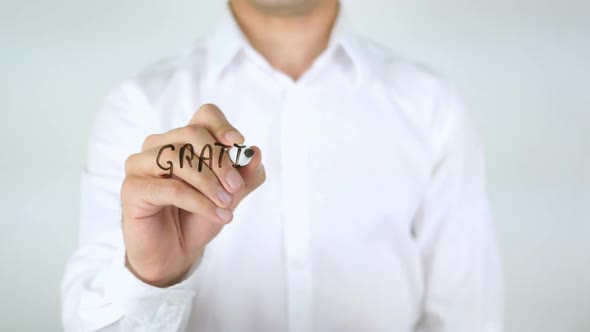 Gratitude Is Best Attitude Businessman Writing on Glass