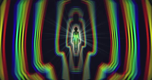 A Looped 3D Animation of the Enlightenment of the Multicolored Energy of the Human Aura Fields