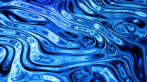 Looped Abstract Liquid Background with Wavy Sparkling Pattern on Shiny Glossy Surface