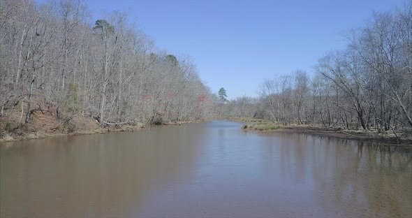 Flying Over the Chattahoochee River in the Winter