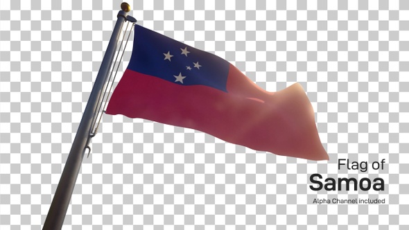 Samoa Flag on a Flagpole with Alpha-Channel