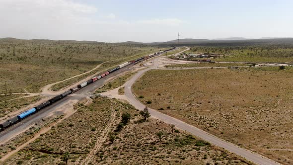 Cargo Locomotive Railroad Engine Crossing Arizona Desert Wilderness. USA