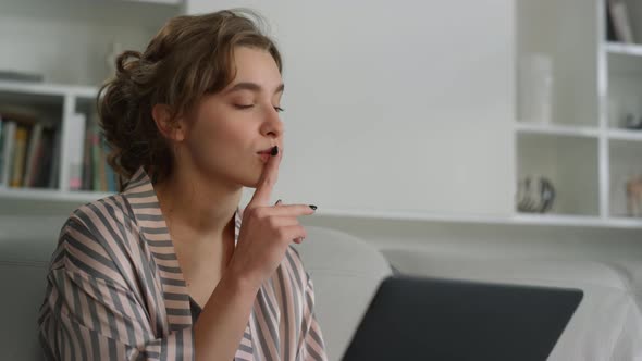 Thoughtful Student Pondering Question Studying Online at Home Office Closeup