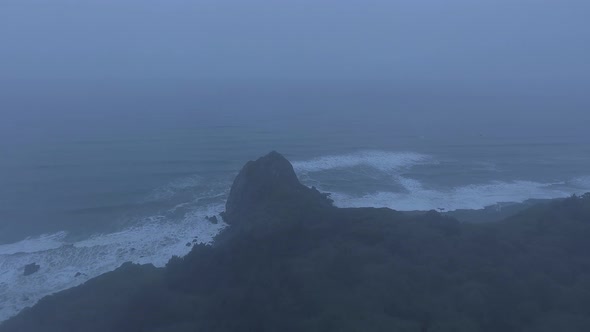 Aerial shot of Pacific coast, drone view of Humboldt Lagoons, California