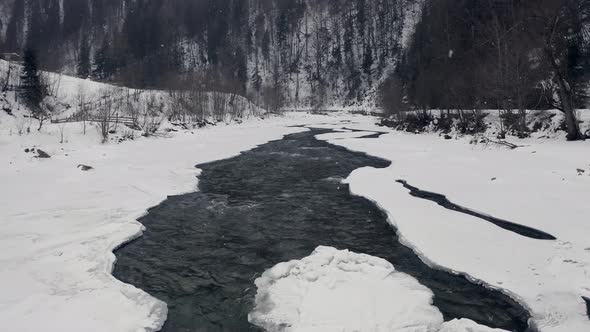 Snowy Mountain River Landscape