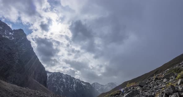 Timelapse of Epic Clouds in Mountain Valley at Summer or Autumn Time