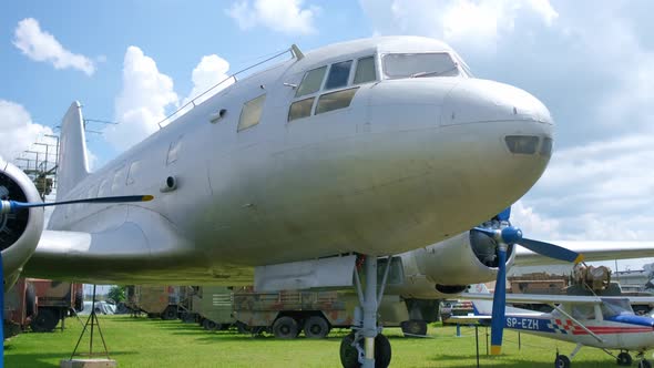 White Old Plane on Exhibition in Openair Museum