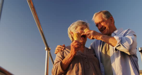 Senior Couple Having Ice Cream at Promenade 4k