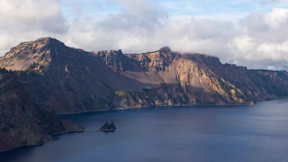 Time lapse of clouds moving above Crater Lake in Oregon