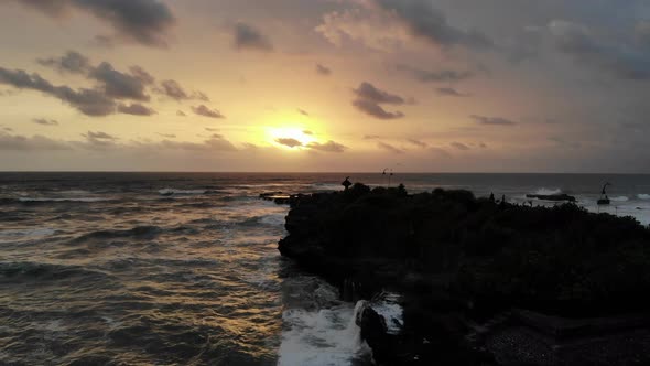 Ocean Sunset With a Temple in Bali