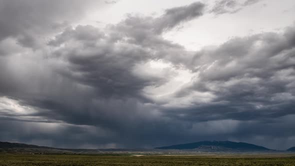 Dark low clouds moving over the Wyoming landscape