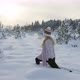 Woman Practice Yoga Pose in Snowy Winter Forest Nature Landscape - VideoHive Item for Sale