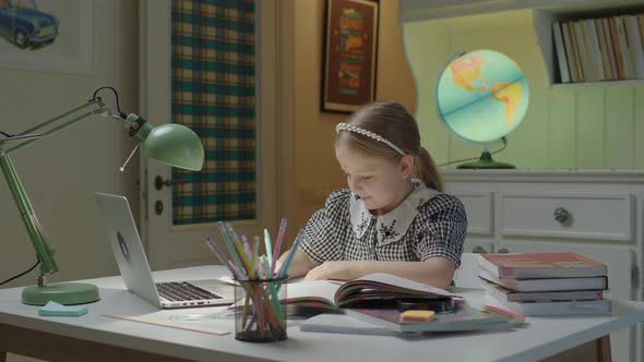 Schoolgirl Remote Learning at Home