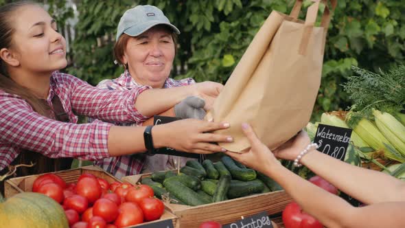 Woman Customer Buying Organic Groceries, Close-up