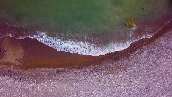 Aerial birdseye view of abandoned seaside fortification buildings at Karosta Northern Forts on the b