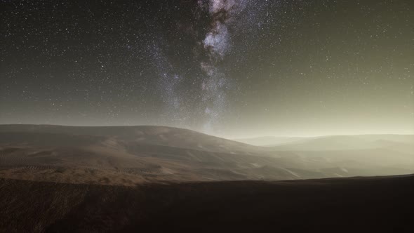 Amazing Milky Way Over the Dunes Erg Chebbi in the Sahara Desert