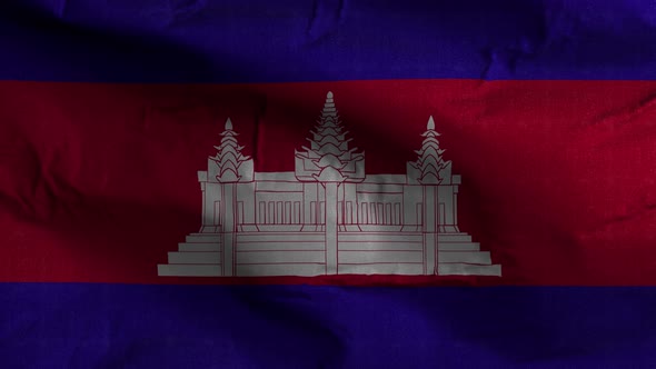 Cambodia Flag Textured Waving Background 4K