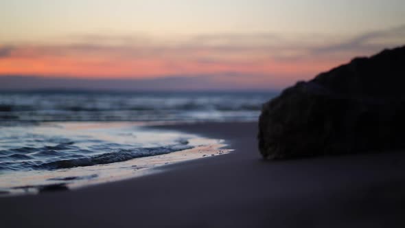 Waves and Sky in a Beautiful Sea Sunset