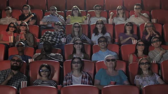 Diverse Viewers Watching 3d Movie in Cinema