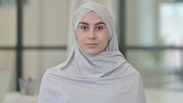 Young Arab Woman Showing No Sign By Shaking Head