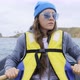 A Girl Rides a Boat on Lake Baikal Near Cape Burkhan on Olkhon Island - VideoHive Item for Sale