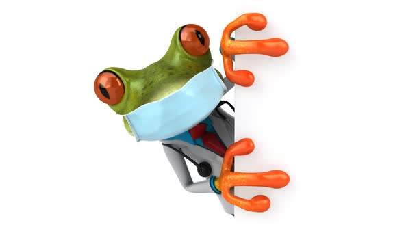 Cartoon frog with a mask